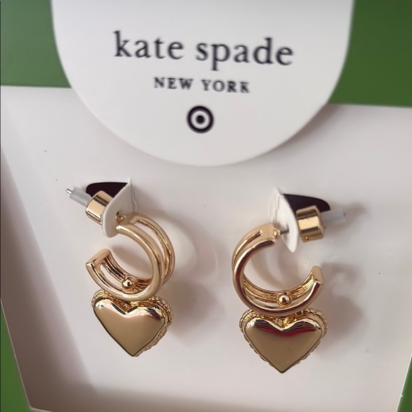 Kate Spade Gold Puff Heart Earrings, NEW XTarget Collab Ltd Edition - Picture 3 of 5